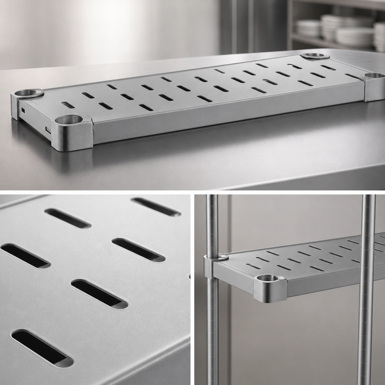 Product image #4 for Eagle Quik-Set Louvered Solid Shelf, 54 x 18 Inches, 16 Gauge Galvanized Steel, Gray Epoxy Finish