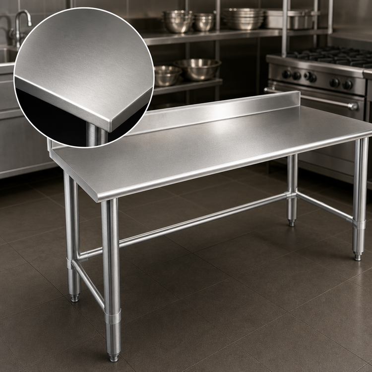 Product image #3 for Deluxe Series Stainless Steel Work Table with 4-1/2-Inch Backsplash, 108 x 24 Inches