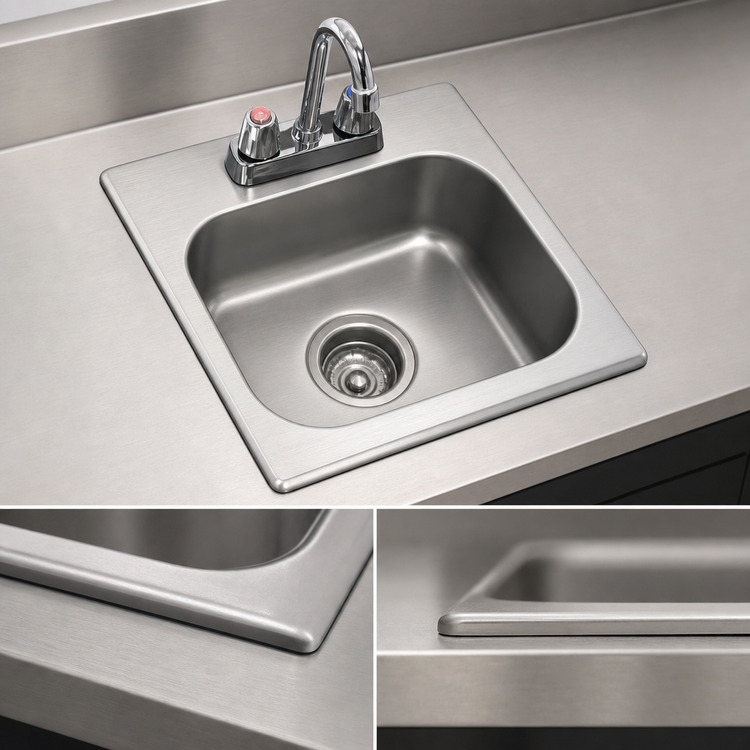Product image #3 for Eagle Group Self-Rimming Drop-In Sink with 1 Compartment, 14 x 10 x 5 Bowl, Faucet, and Basket Drain