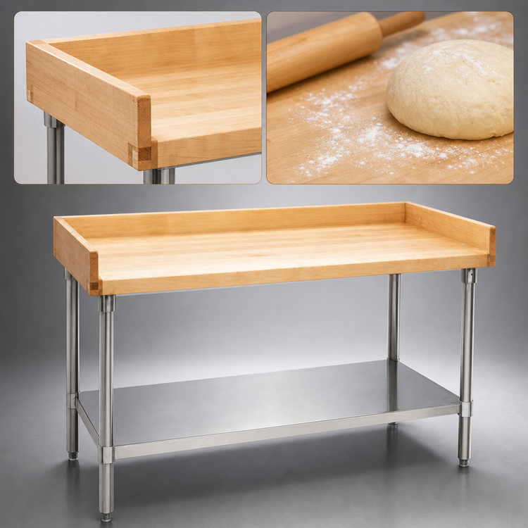 Product image #3 for Eagle Group 96-Inch x 30-Inch Baker's Top Wood Work Table with Open Undershelf