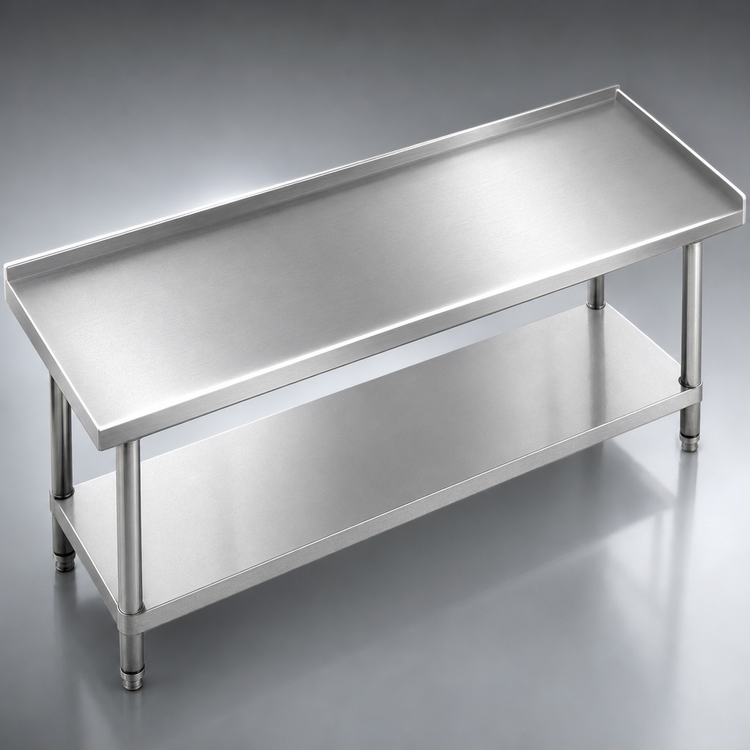 Product image #3 for Advance Tabco 84-Inch x 30-Inch Galvanized Base Stainless Steel Equipment Stand with Adjustable Undershelf