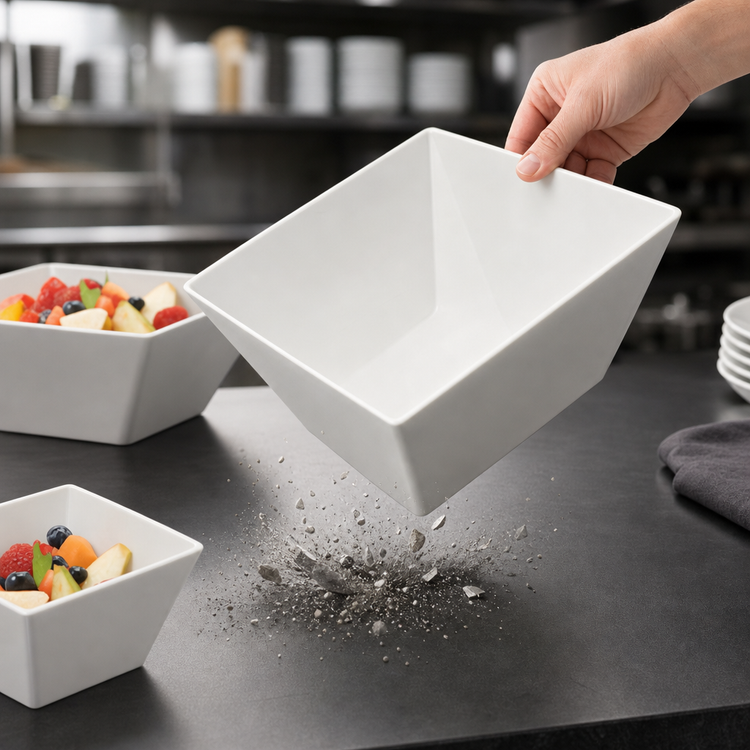 Product image #3 for Endurance 125 oz. 9-1/2 in. Square White Melamine Bowl