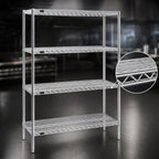 Thumbnail image #3 for EAGLEbrite Red-i-Pak 4-Tier Wire Shelving Unit with Patented QuadTruss Shelves, 36 W x 18 D x 74 H Inches, Stationary, Zinc Finish