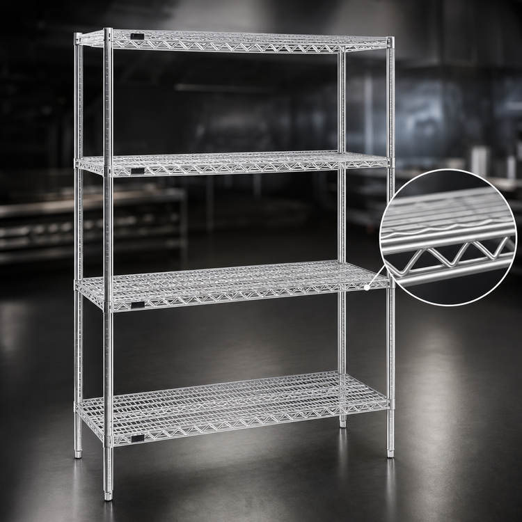 Product image #3 for EAGLEbrite Red-i-Pak 4-Tier Wire Shelving Unit with Patented QuadTruss Shelves, 36 W x 18 D x 74 H Inches, Stationary, Zinc Finish