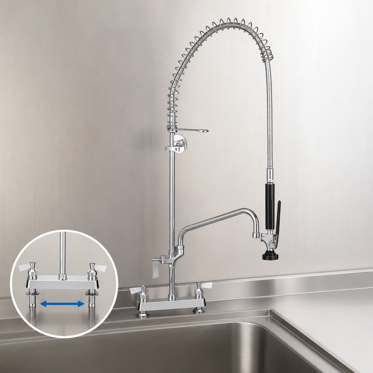 Product image #3 for Fisher 8-Inch Center Deck-Mount Pre-Rinse Unit with Spring-Action Flexible Gooseneck and 12-Inch Swing Spout