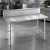 Thumbnail image #3 for Advance Tabco TVKG-3610 120-Inch x 36-Inch 14-Gauge 304 Stainless Steel Work Table with 10-Inch Backsplash and Galvanized Open Base