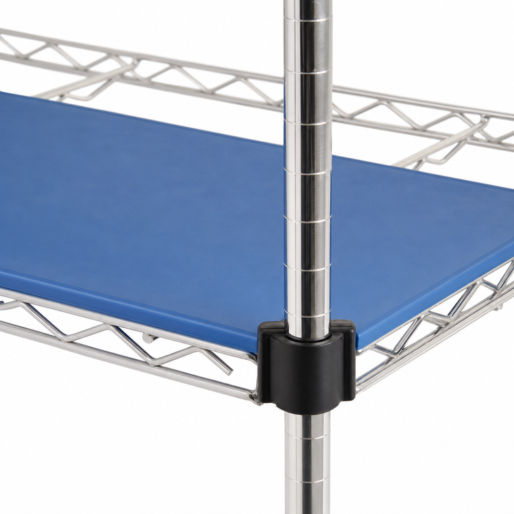 Product image #3 for QuadPlus 54 x 21 Inch Solid Blue Polymer Shelf Mat with Chrome Quad-Adjust Frame