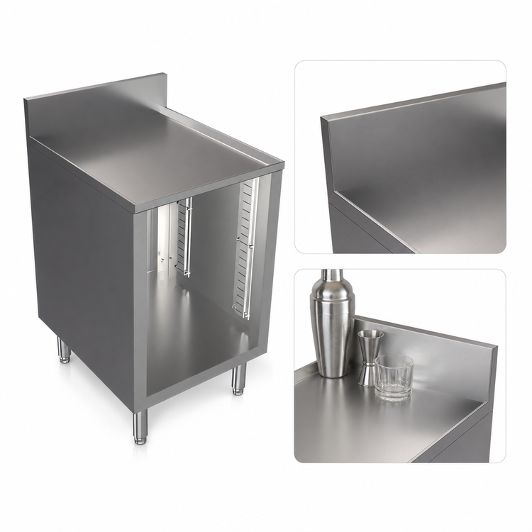 Product image #4 for BK Resources Well Series Stainless Steel Underbar Cabinet with Adjustable Legs, 24 x 21 Inches