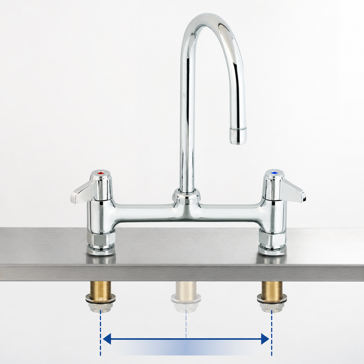 Product image #3 for Equip Commercial 8-Inch Deck Mount Mixing Faucet with 5-9/16-Inch Swivel Gooseneck and Ceramic Cartridges