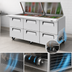 Thumbnail image #3 for Turbo Air Super Deluxe 72-5/8-Inch Three-Section Refrigerated Mega Top Sandwich/Salad Prep Table, 6 Drawers, Flat Lid