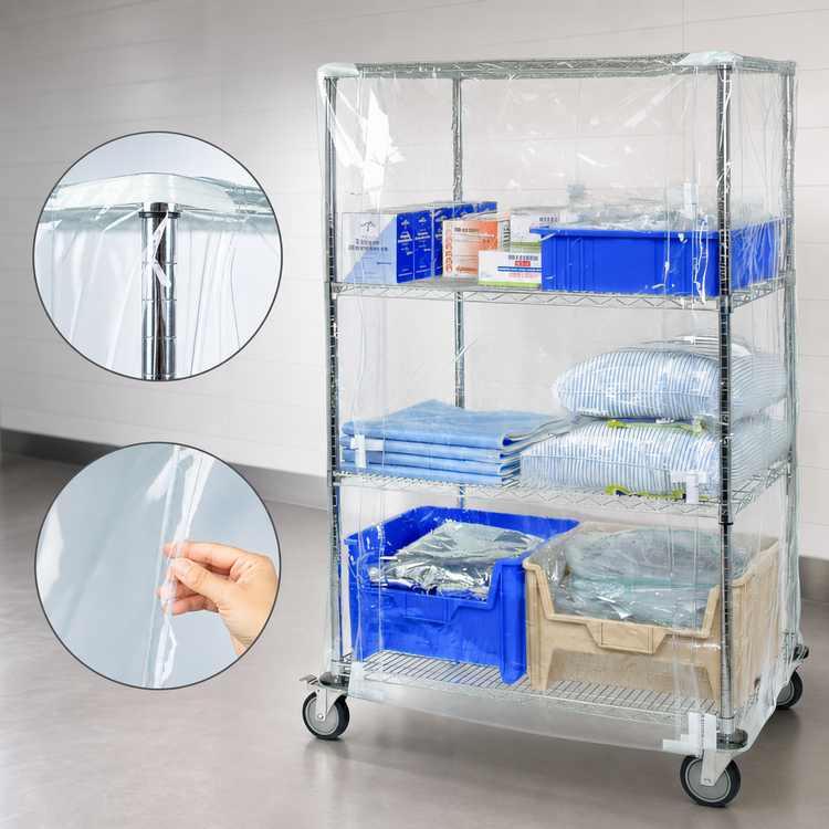 Product image #3 for Quantum 10 Gauge Clear Vinyl Wire Cart Cover with Zipper Flap, 18 x 48 x 74 Inch