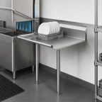 Thumbnail image #3 for Klinger's Trading CDT36L Straight Clean Dish Table, 36 x 30 Inches, Right-to-Left, 16-Gauge 304 Stainless Steel, 9-Inch Backsplash