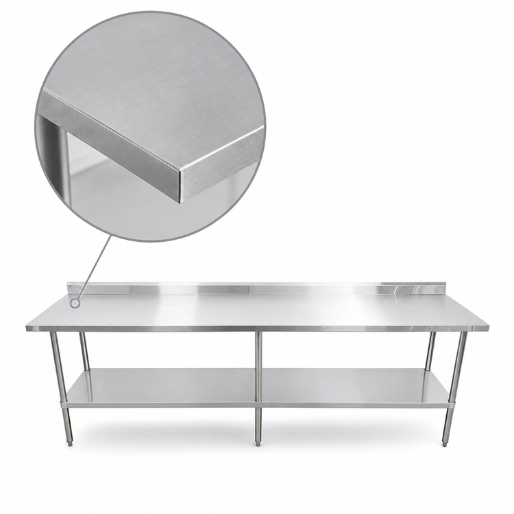 Product image #3 for Sapphire 120-Inch Stainless Steel Work Table with 5-Inch Backsplash and Adjustable Undershelf
