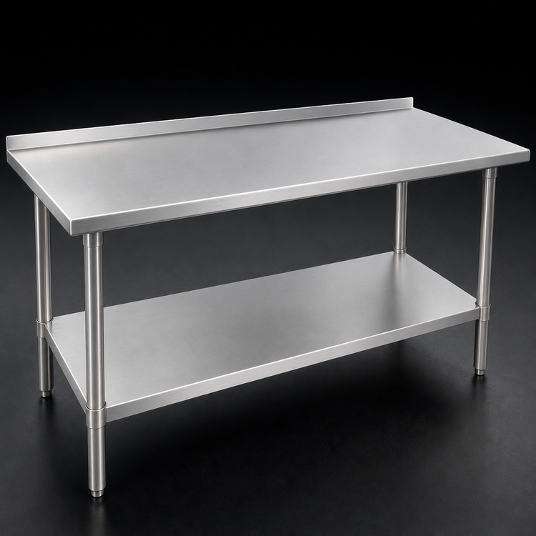 Product image #3 for John Boos Stallion 120-Inch x 30-Inch Stainless Steel Work Table with 1-1/2-Inch Rear Up-Turn and Adjustable Undershelf