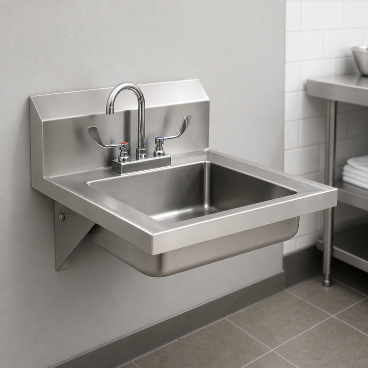 Product image #3 for Accessible Wall-Mount Hand Wash Sink with Gooseneck Faucet, 14-Inch Bowl, 304 Stainless Steel