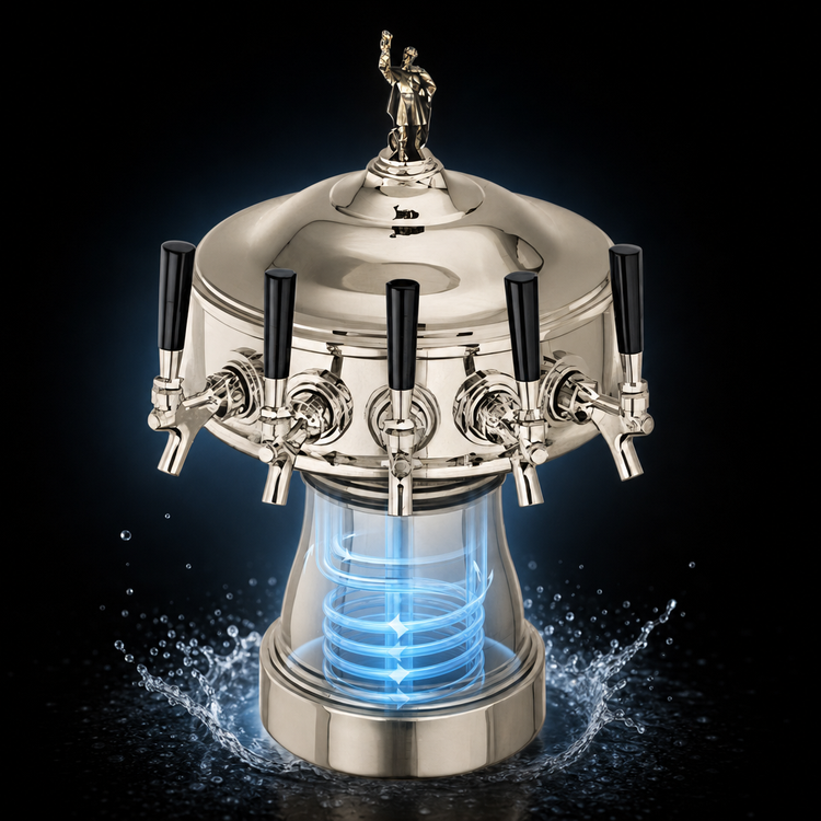 Product image #3 for Perlick Gambrinus 6-Faucet Countertop Glycol-Cooled Draft Beer Tower, Polished Chrome