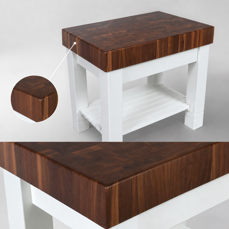 Product image #3 for American Heritage Homestead Block End Grain Walnut Butcher Block Work Table, 36 x 24 x 34 Inches