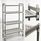 Thumbnail image #3 for Cambro Camshelving® Elements EMT243680V4480 High-Density Overhead Track Mobile Shelving Starter Unit, 4-Tier Vented, 24"D x 36"W x 80"H