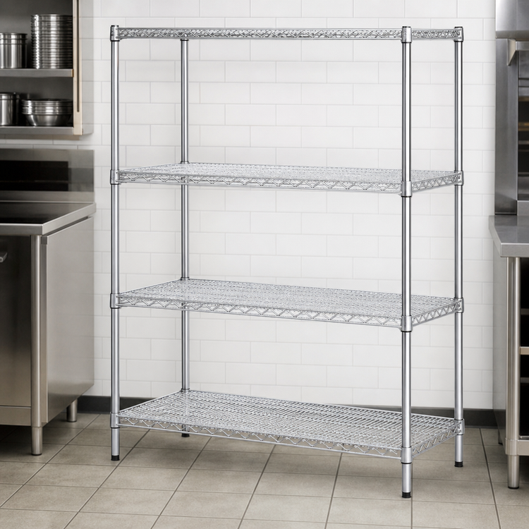 Product image #3 for Metro Super Erecta Chrome Plated Wire Shelving Starter Unit, 48 x 21 x 63 Inches, 4 Shelves