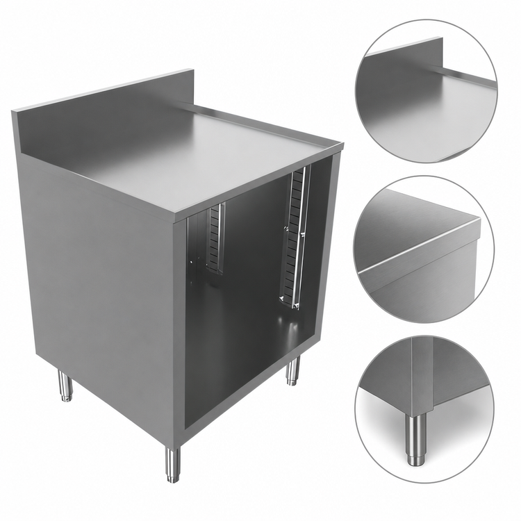 Product image #4 for BK Resources Well Series 24" x 21" Stainless Steel Underbar Cabinet with Flat Top and Raised Edge