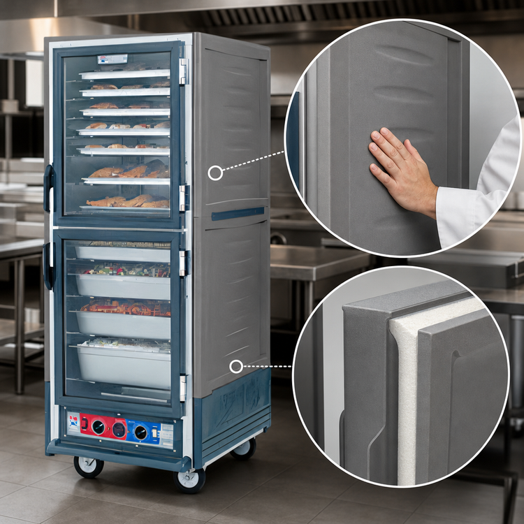 Product image #3 for Metro C5 3 Series Insulation Armour Mobile Full-Height Heated Holding Cabinet with Dutch Clear Polycarbonate Doors, Gray