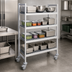 Thumbnail image #3 for Fermostock 4-Tier Mobile Polymer Shelving Unit, 59 in. W x 18 in. D x 71 in. H, Gray