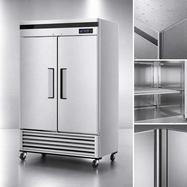 Product image #3 for Turbo Air Super Deluxe Two-Section Reach-In Refrigerator, 42.69 Cu. Ft., Bottom-Mount, Stainless Steel