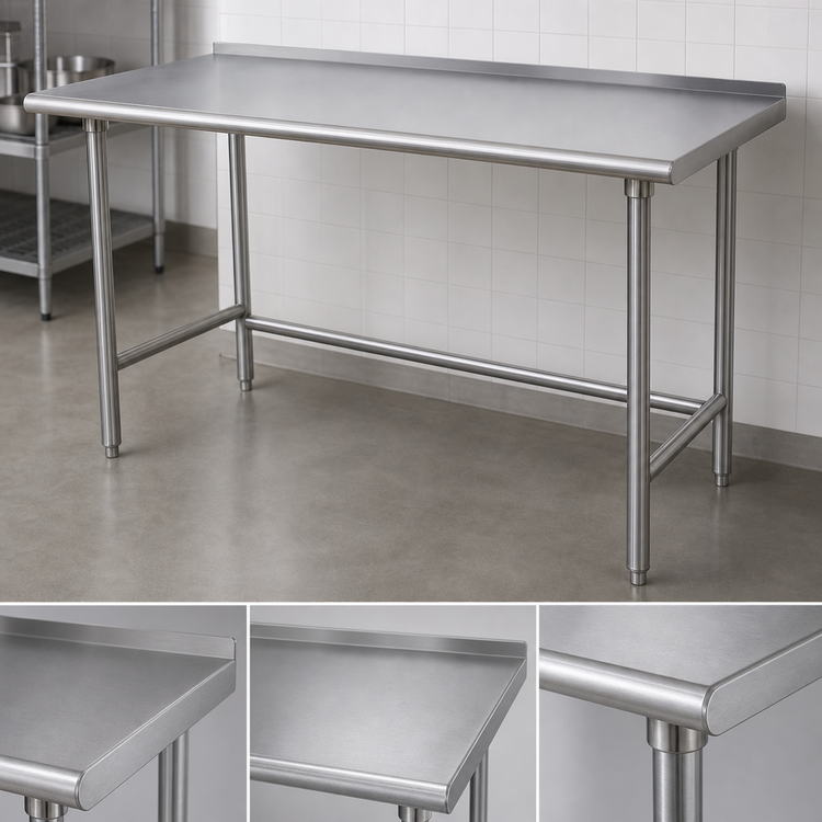 Product image #3 for Advance Tabco Special Value 48 x 36 Inch Open Base Stainless Steel Work Table with 1-1/2 Inch Rear Splash