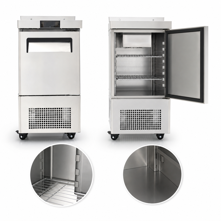 Product image #3 for Atosa Slim Stainless Steel 1-Section Sandwich Prep Table, 3.7 Cu. Ft., Bottom-Mount Self-Contained Refrigeration