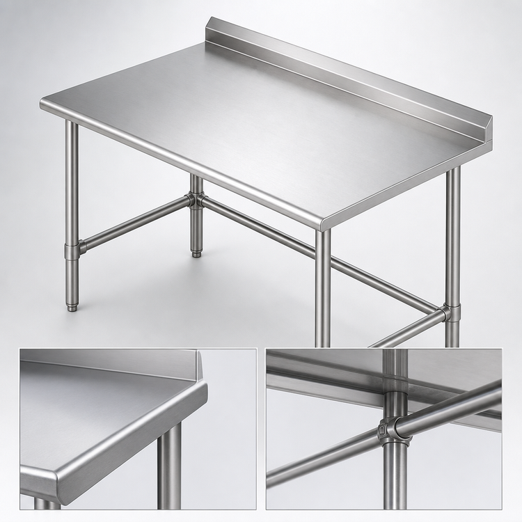 Product image #3 for Sapphire Manufacturing 72-Inch x 30-Inch Stainless Steel Reinforced Top Work Table with 5-Inch Backsplash