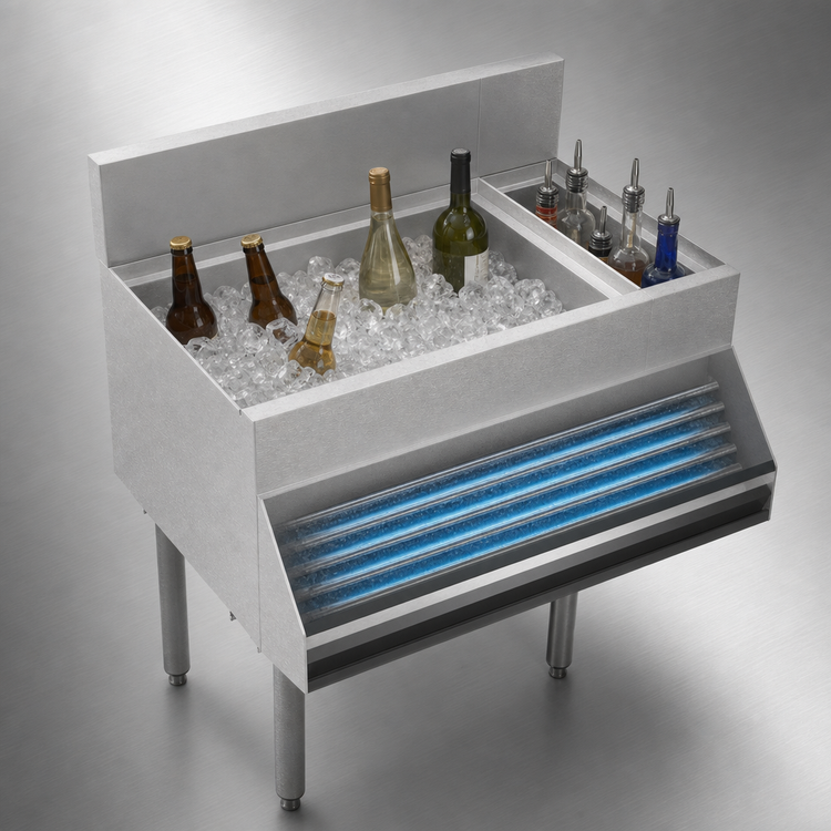 Product image #3 for Krowne Royal Series Underbar Combination Ice Bin with Bottle Well, 30 Inch W x 19 Inch D O.A., 10-Circuit Cold Plate