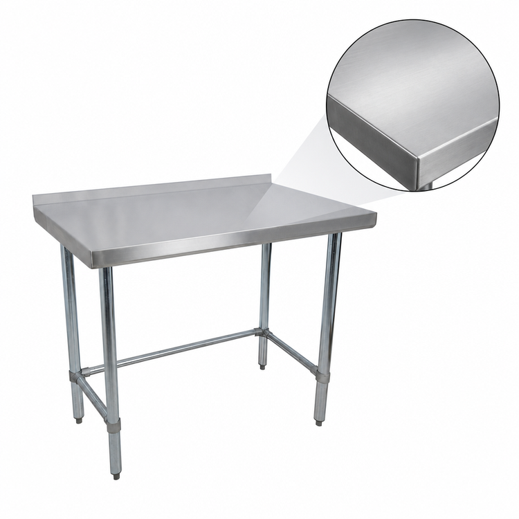 Product image #3 for BK Resources 84 Inch x 24 Inch Open Base Stainless Steel Work Table with 1-1/2 Inch Rear Riser
