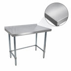Thumbnail image #3 for BK Resources SVTROB-8424 84 x 24 Inch Stainless Steel Work Table, Open Base, 1-1/2 Inch Rear Riser