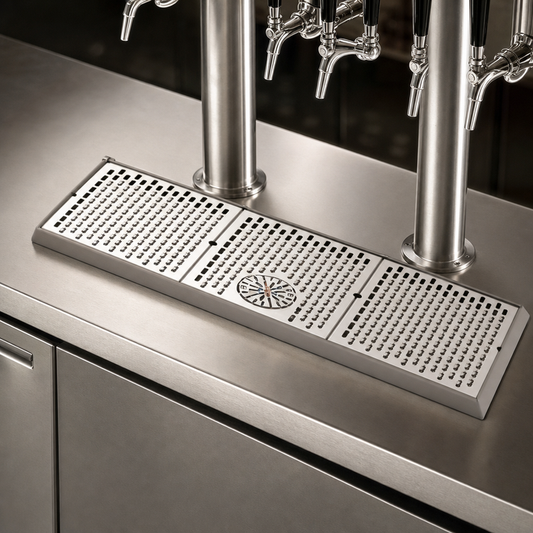 Product image #3 for Perlick C18000 Series 63-Inch Surface-Mount Stainless Steel Drip Tray with Glass Rinser for Brew Pipe Towers