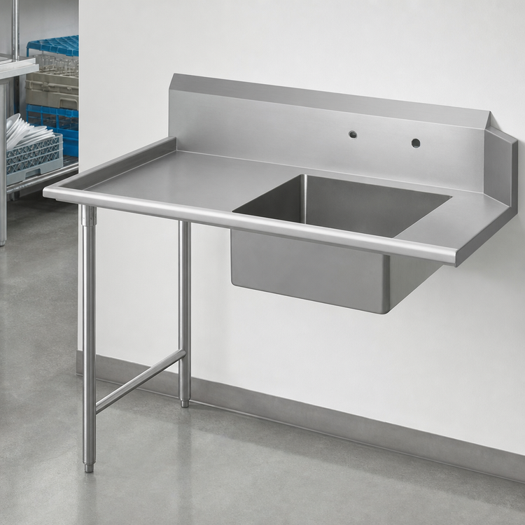 Product image #3 for John Boos Pro-Bowl 132-Inch x 30-Inch Straight Soiled Dishtable with 20-Inch x 20-Inch x 8-Inch Pre-Rinse Bowl