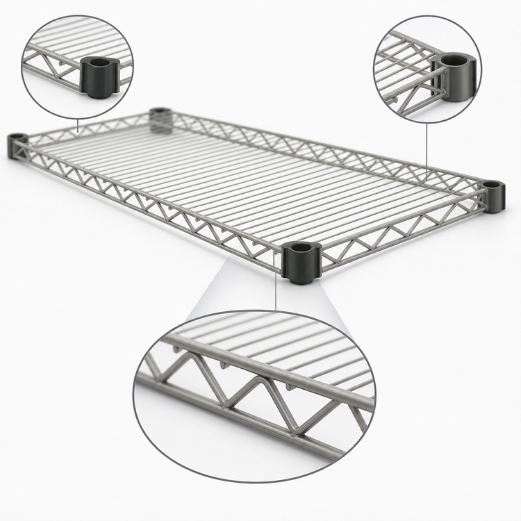 Product image #3 for Eagle Group Valu-Master Quad-Adjust 72" x 21" Wire Shelf, 600 lb Capacity, Pewter Gray Epoxy