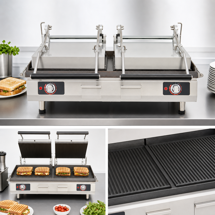 Product image #3 for Pro-Max 2.0 28-Inch Countertop Panini Sandwich Grill with Grooved Cast Iron Plates