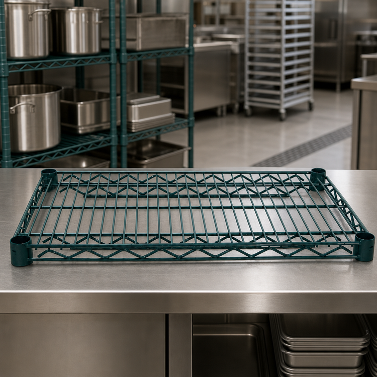 Product image #4 for Advance Tabco Special Value Heavy Duty Green Epoxy Coated Wire Shelf, 72 x 24 Inches