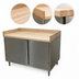 Thumbnail image #3 for BK Resources Hard Maple Chef Table with Stainless Steel Cabinet Base and Hinged Doors