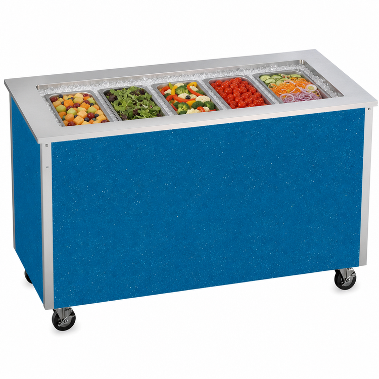 Product image #4 for Vollrath 4-Series Signature Server Stainless Steel Countertop Ice-Cooled Cold Food Station, 74-Inch x 28-Inch, 5-Pan, Enclosed Base