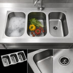 Thumbnail image #3 for Eagle Group FDI-14-16-9.5-3 3-Compartment Weld-In Stainless Steel Sink, 20-Gauge 304 Steel, 14 x 16 x 9-1/2-Inch Deep-Drawn Seamless Bowls