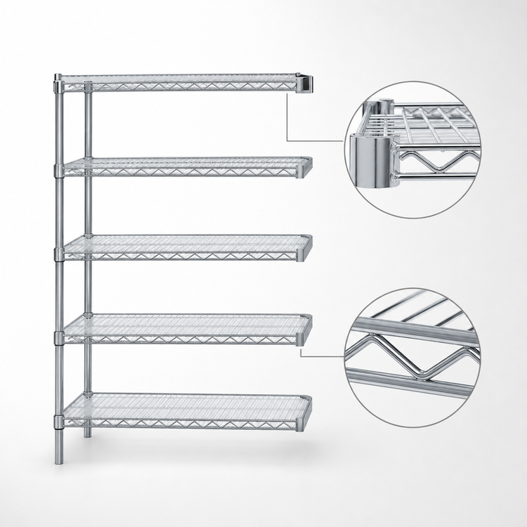 Product image #3 for Eagle Group A5-86-1842C 5-Tier Add-On Wire Shelving Unit, 42 x 18 x 86 Inches, Chrome-Plated