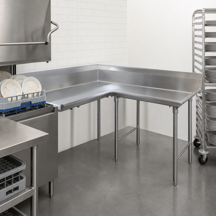 Product image #3 for Advance Tabco Korner Right-Hand L-Shaped Corner Clean Dishtable, 143 Inch, 16 Gauge 304 Stainless Steel