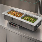 Thumbnail image #3 for Vollrath 36641HD Short-Side 2-Pan Drop-In Wet Hot Well with Insulated Stainless Steel Construction, Infinite Controls, and Standard Drains