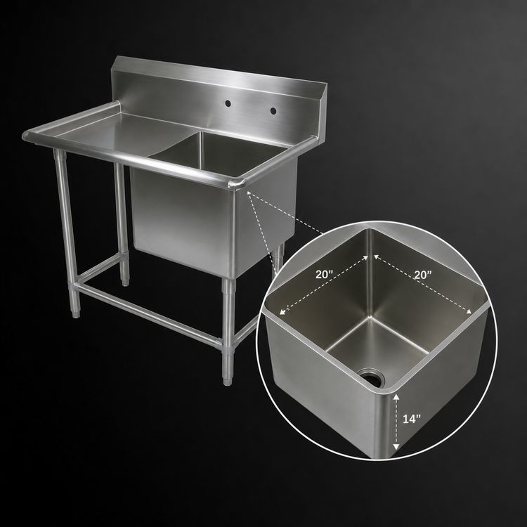 Product image #3 for John Boos Pro-Bowl Commercial 1-Compartment Sink with Left Drainboard
