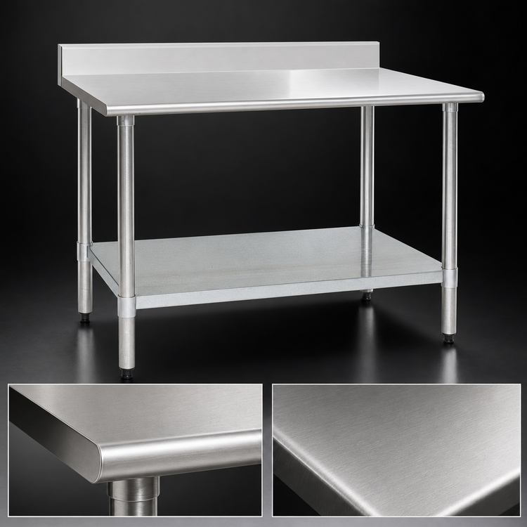 Product image #3 for Spec-Master 108-Inch x 24-Inch Stainless Steel Work Table with 4-1/2-Inch Backsplash and Galvanized Undershelf
