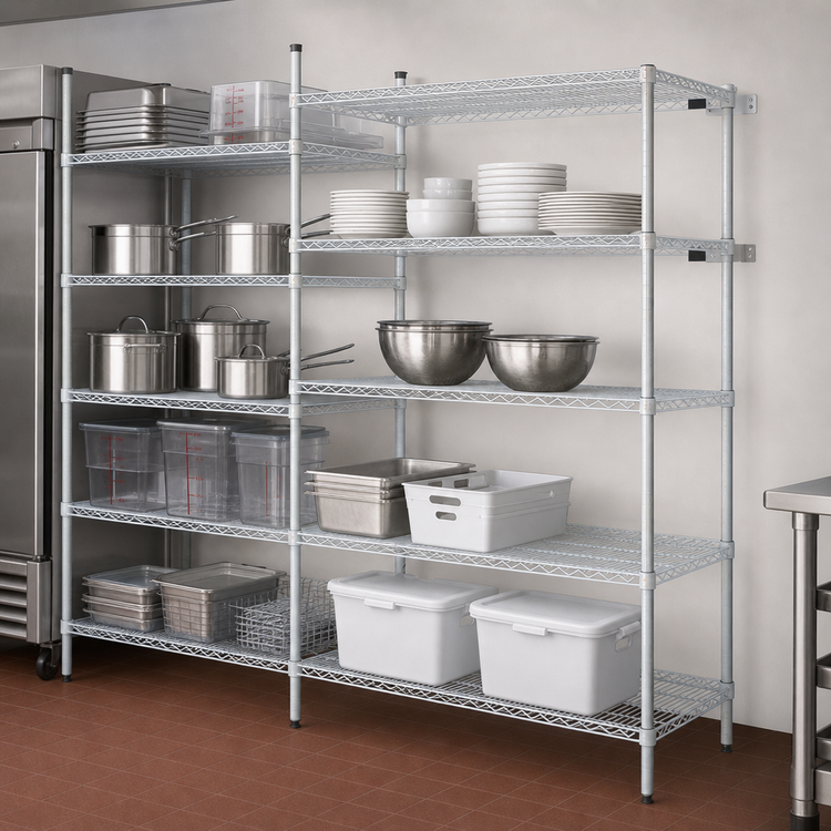 Product image #3 for EagleGard 4-Tier Add-On Wire Shelving Unit, 72W x 18D x 63H, Hybrid Epoxy Finish