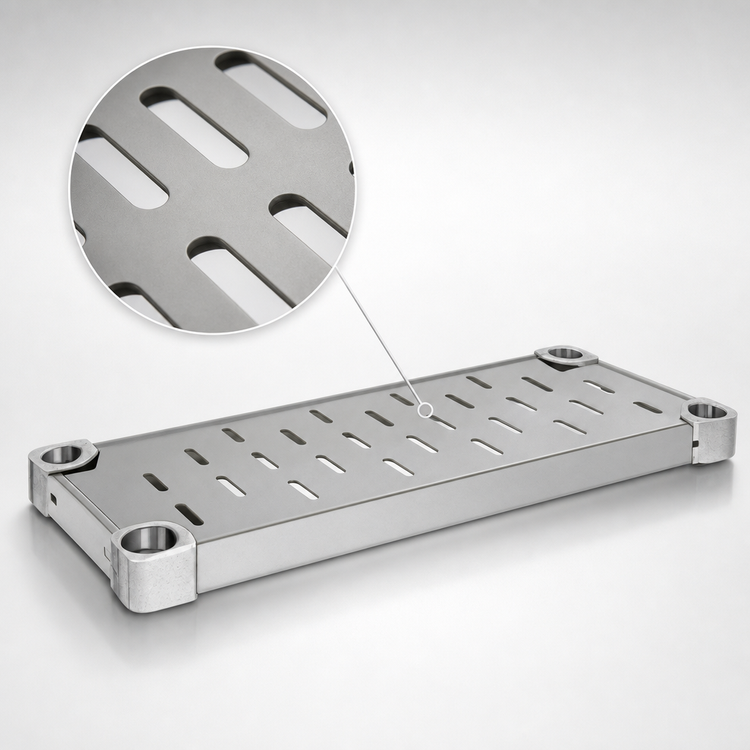 Product image #4 for Quik-Set Louvered Solid Shelf, 36 x 18 Inches, 14 Gauge Galvanized Steel, Gray Epoxy Finish