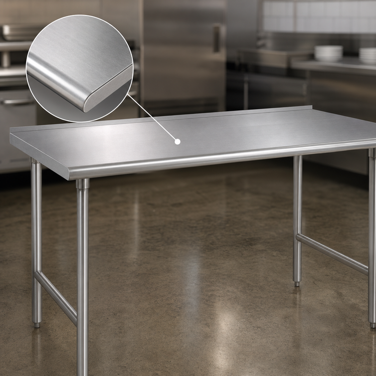 Product image #3 for Advance Tabco 144-Inch x 30-Inch 16-Gauge 304 Stainless Steel Work Table with 1-1/2-Inch Rear Up-Turn