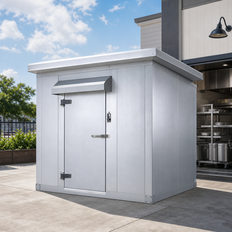 Product image #3 for AmeriKooler Outdoor Quick Ship 8 Ft x 8 Ft Walk-In Cooler with Aluminum Floor and Remote R-448A Refrigeration
